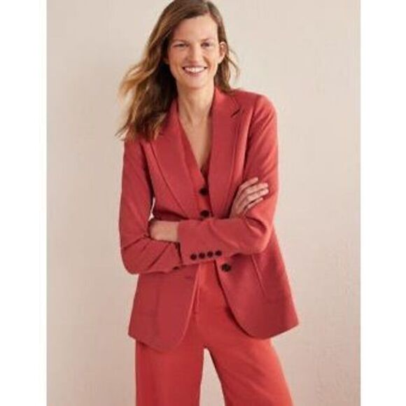 BODEN Fluid Tailored Blazer Jacket size 20 22 Salmon Red Button Front - Picture 4 of 16